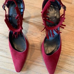 Stuart Weitzman burgundy suede heels